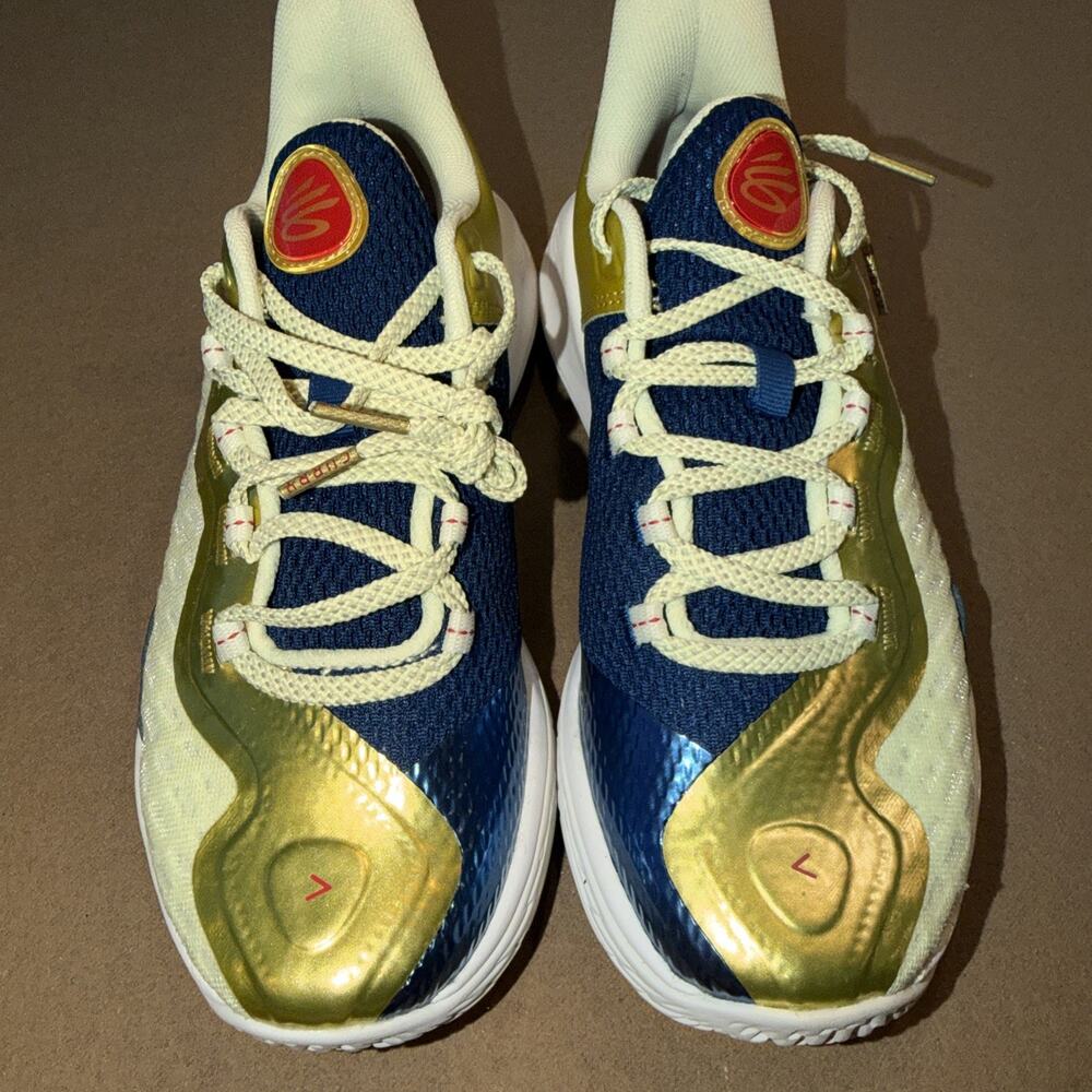 Under Armour Curry II GS Size 6y Basketball Shoes Golden Navy Blue 3027829-300 - Picture 2 of 5